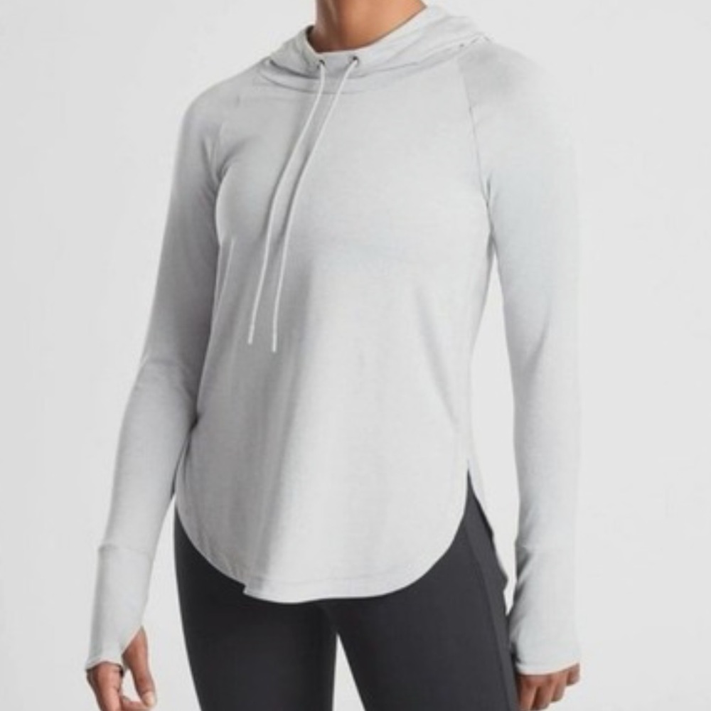 Athleta Uptempo Long Sleeve Hoodie - Light Heather Grey Size Medium